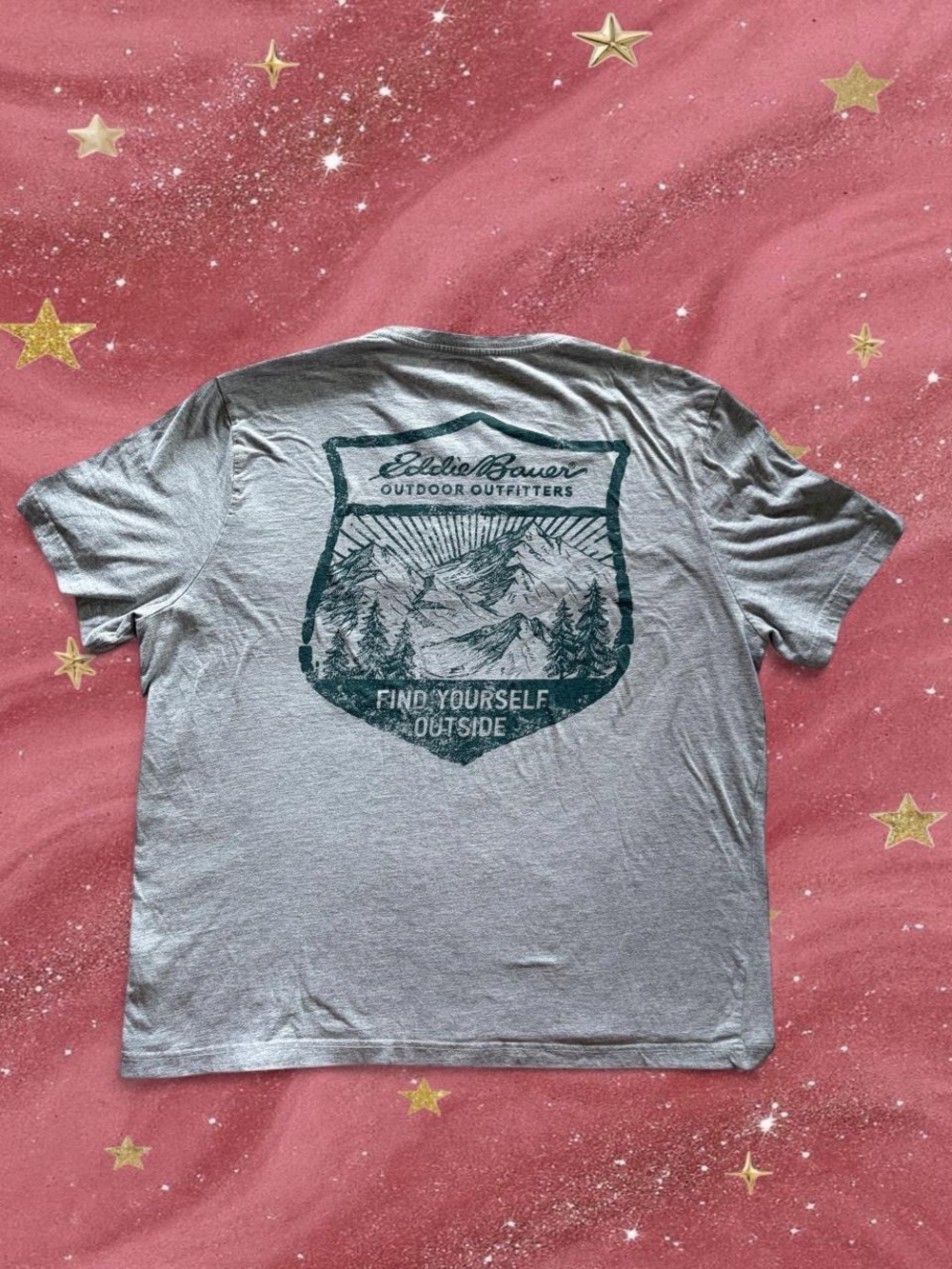 Eddie Bauer Light Gray Tee with Dark Green Outdoor Graphic